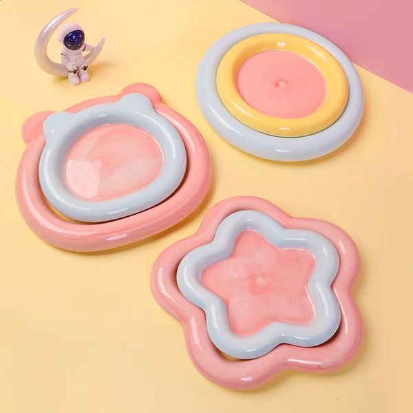 Dessert High Beauty Plate Home Desktop Atmosphere Decoration Colorful Bowl Nail Art Display Plate Cat Bowl Ceramic Grain Bowl 240731
