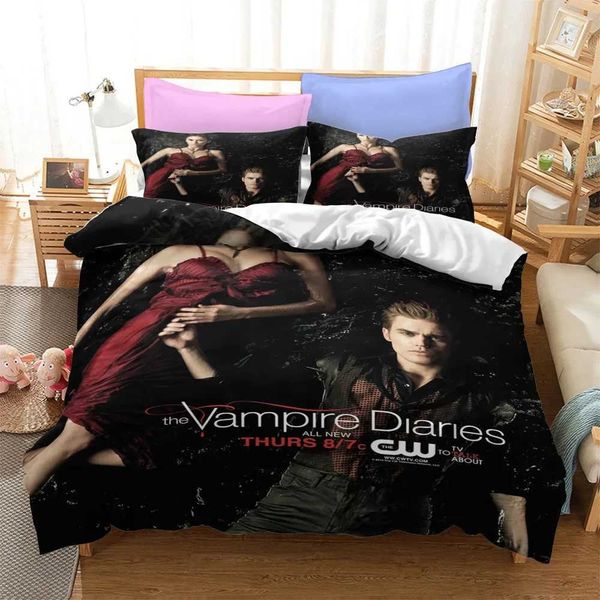 3D printed vampire diary bedding down duvet cover bedding duvet cover pillowcase king and queen dual size boys and girls adult Y240930