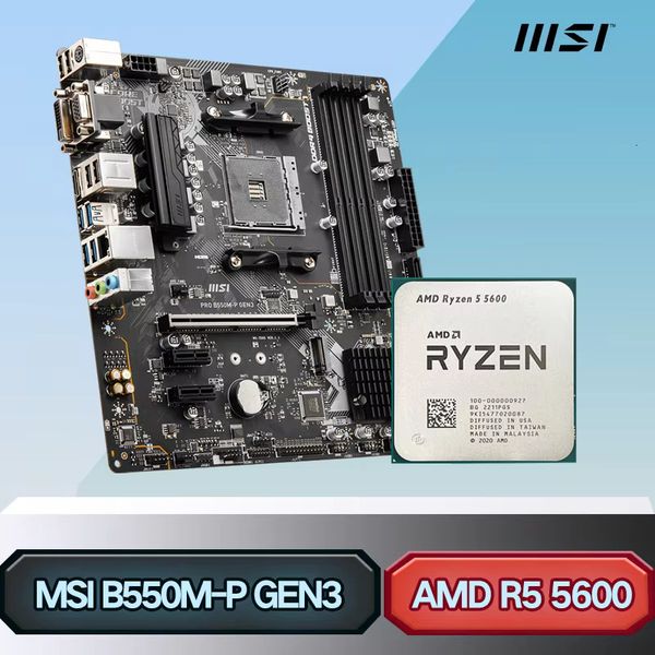 AMD R5 5600+MSI PRO B550M-P GEN3 Gaming Motherboard Kit AMD CPU B550 M.2 DDR4 PCI-E 3.0 128GB 3.5GHz 6-Core 12-Thread Processor