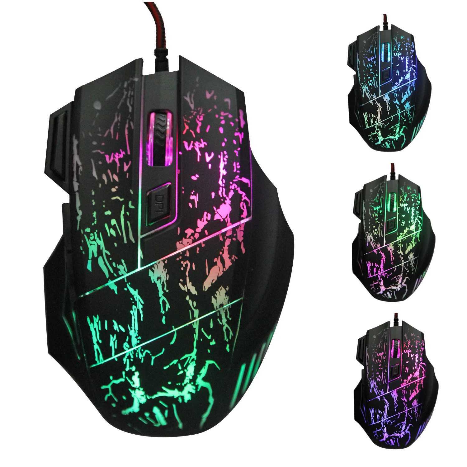 Wired Game Mouse Streaming Crack Colorful Light USB Port Mice 7 Button 3200DPI Adjustable For Laptop Computer Gaming MouseM240725