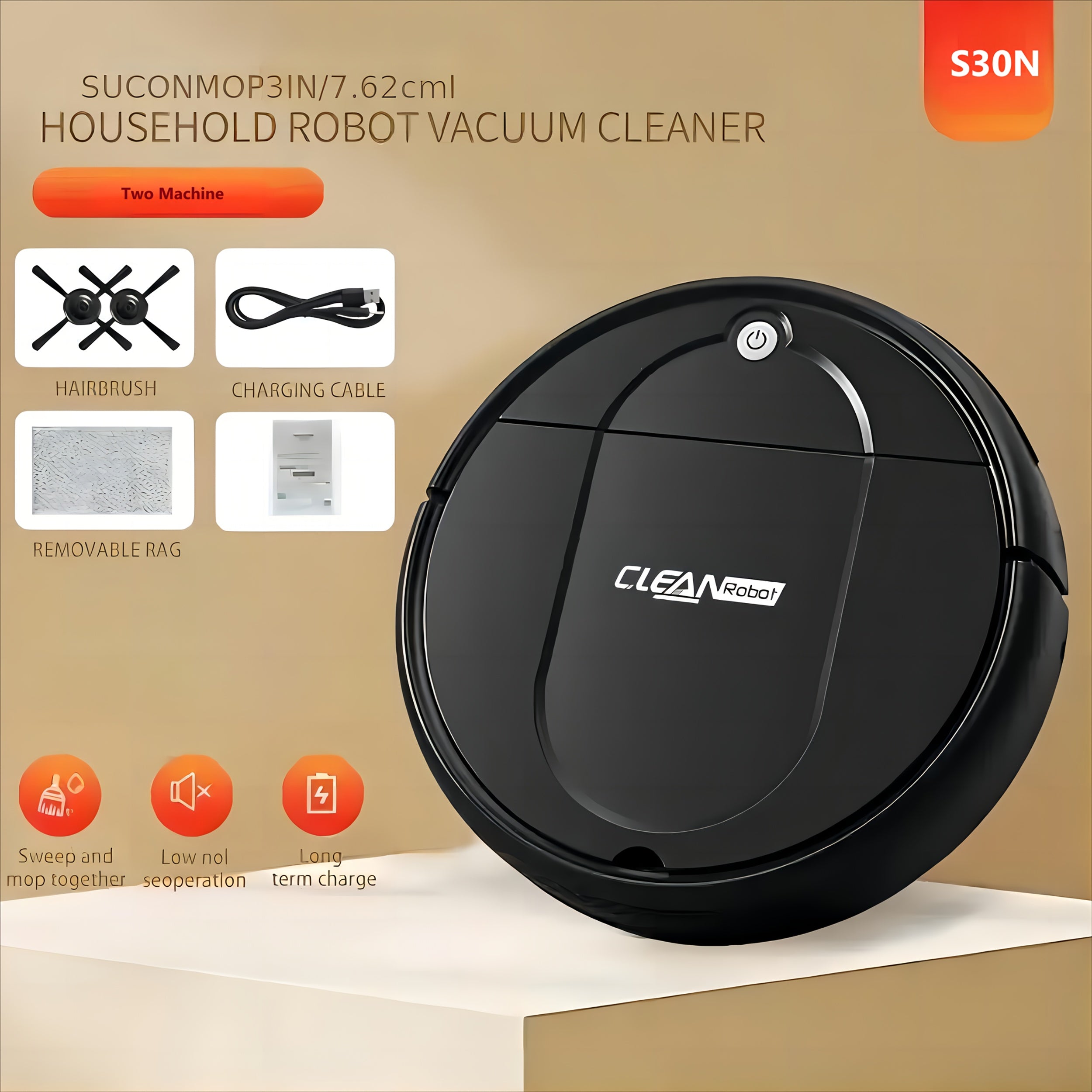 TEMU 3-in-1 Robot Vacuum Cleaner With -free Suction, Automatic Self-charging, For Floor Cleaning, Pet Hair, Paper & Garbage - Fast Charging, Powerful
