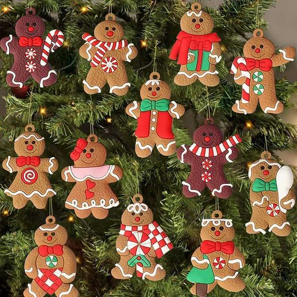 6-11-12 Pcs-Set Christmas Gingerbread Man Ornaments for Home 2024 New Year Gift Christmas Tree Hanging Decorations PendantsXJ241107