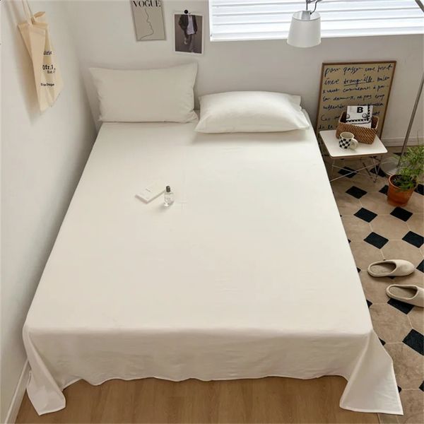 100% Pure Cotton Bedsheet 1pc Flat Sheets Nordic Grid Pattern Bed Sheet Soft Comfort Home Textile Without Pillowcase Multi-Size 240726