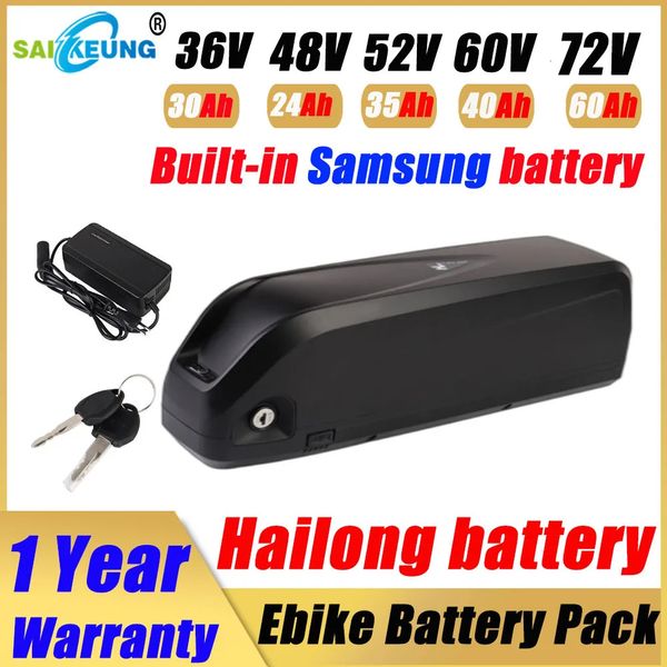 Bateria recarregável de 48V de bicicleta elétrica 52V 60V Hailong 72V 20AH 24 25 30H 35 40 50H 60AH Bateria de lítio de scooter