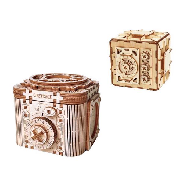 Wooden Jewelry Box Mechanical Puzzle 3d Assemble Building Construction Blocks Models Set Lipstick Ring Necklace Password Storage CL240817