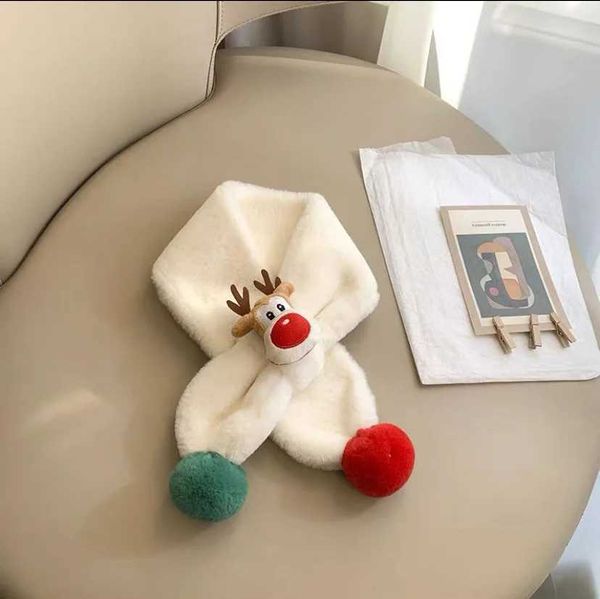 Scarves Wraps Childrens Scarf Winter Warm Baby Plush Scarf Thickened Men and Girls Windproof Scarf Cute Christmas Deer Scarf H241213