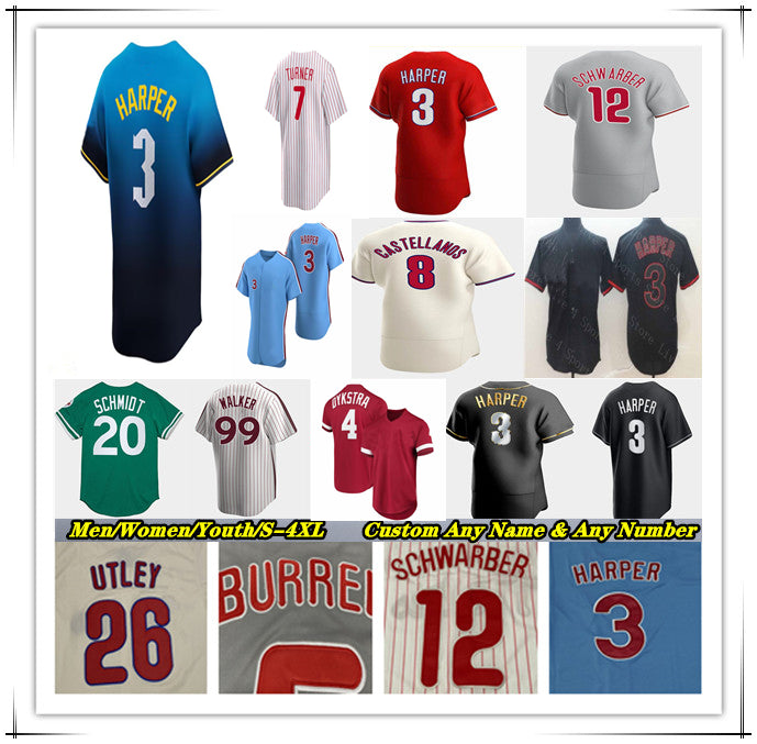 Baseball Jersey Nick Castellanos Alec Bohm Kyle Schwarber Bryce 3 Harper Bryson Stott Trea Turner Brandon Marsh J.T. Realmuto Johan Rojas Aaron Nola