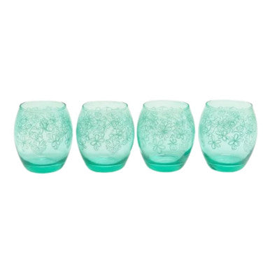 Epure Glassware Denali Flower Print Rocks Glasses (Set of 4)
