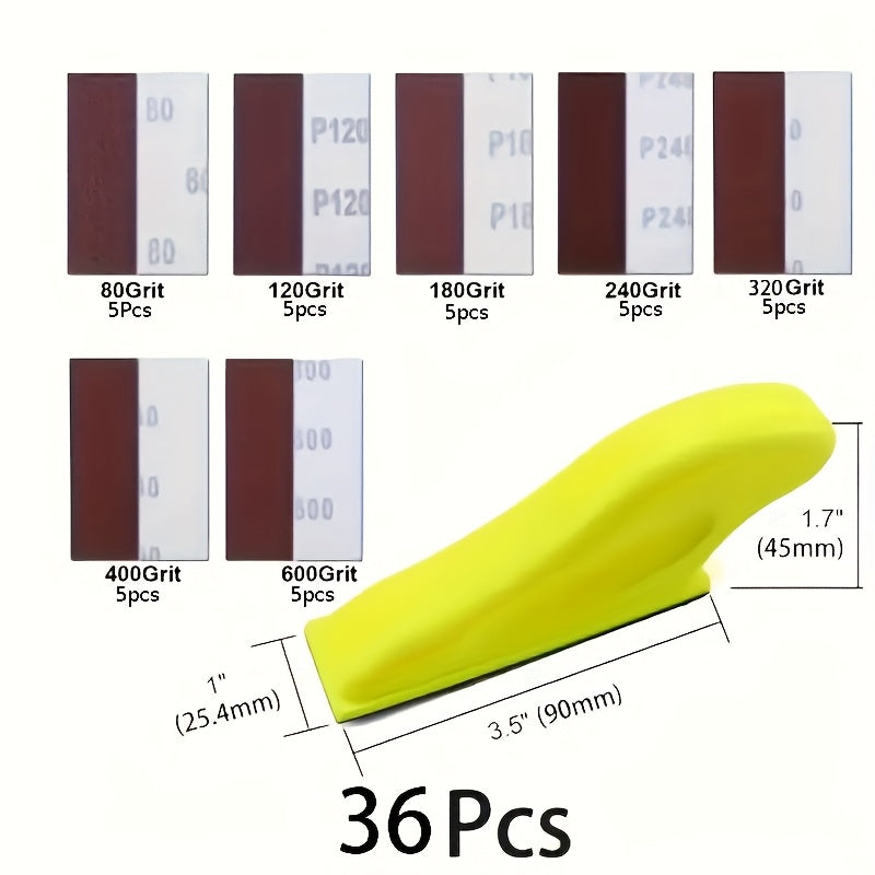 TEMU 36-71-121-141pcs Hand Grinder Kit, 3. Mini Detail Finger Grinder Block Small Grinder Tool For Small Spaces, 80 120 180 240 320 400 600 Grain Wet