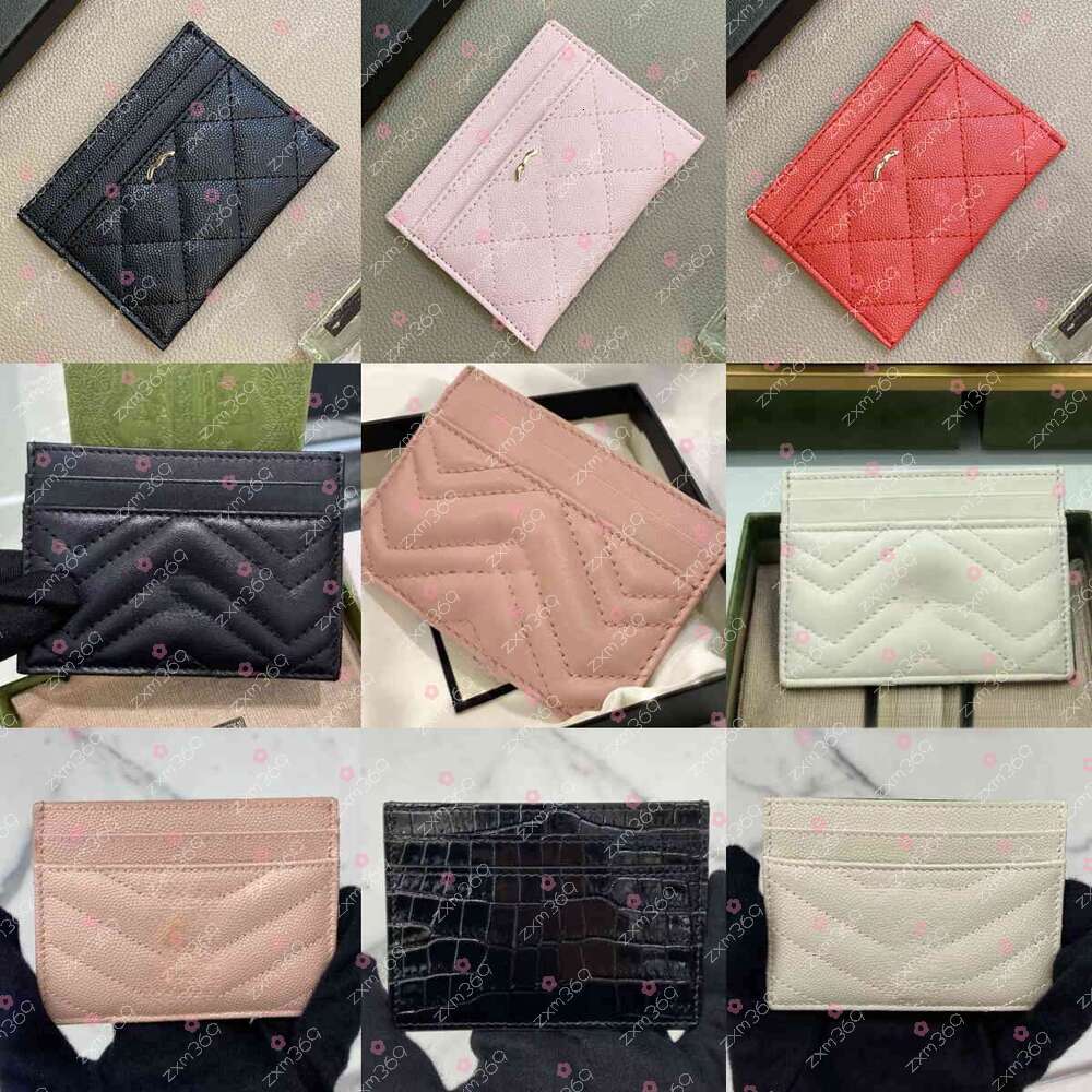 Card bag Designers Credit Holders Mini Wallets High Quality For Mens And Womens Genuine Leather Pure Color Card Holder Purses Wallet With Box S06