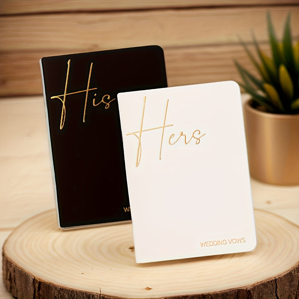 TEMU 2pcs Wedding Vow Books With Pearl Envelopes - Lettering, Black & Vows For Wedding Ceremony, Romantic & Groom, Wedding Gifts