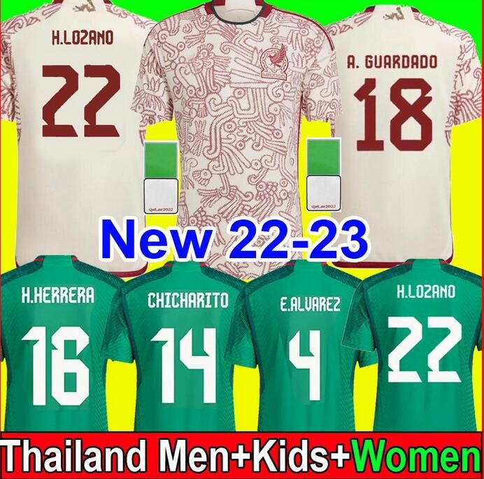 Qatar 2022 Soccer Jerseys Thai Quality Customized Shirts Chicharito Carlos V H.Herrera R.Jimenez H.Lozano Tecatito G.Ochoa C.Salcedo E.Alvarez