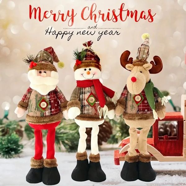 Telescopic Christmas Dolls Home Decor Year Ornament Reindeer Snowman Santa Claus Standing Doll Xmas Navidad Gifts 240802