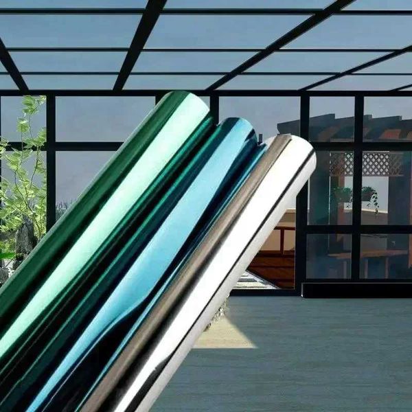 60-40x500Cm One Way Mirror Window Film Privacy Sun Blocking Glass Sticker Heat Control Reflective Film Self Adhesive Window Tint Y240810