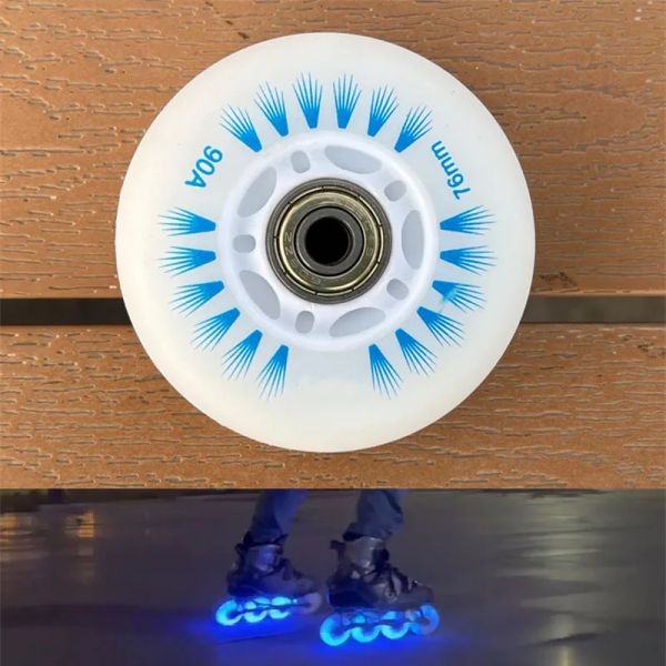 90A Flashing Wheels for Inline Roller Skates 8 or 4 PCS Lighting Skating Roller 80 76 72 70 68 64 62 60 mm Slalom Sliding Tires