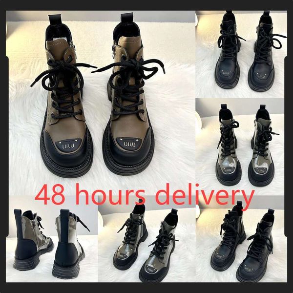 Fashion designer trendy women ankle boots winter round toe lace up short women thick sole designer biker boots women shoes