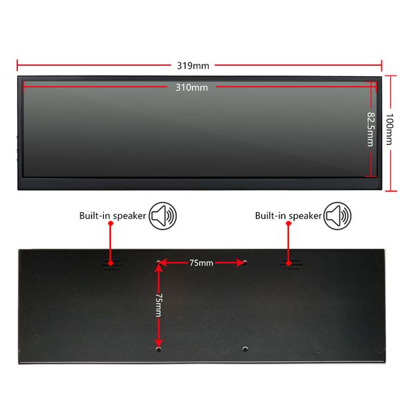 Wisecoco 12.6 Inch Stretched Bar LCD Monitor Portable IPS Screen HDMI for Raspberry pi Aida64 Laptop PC advertising Display
