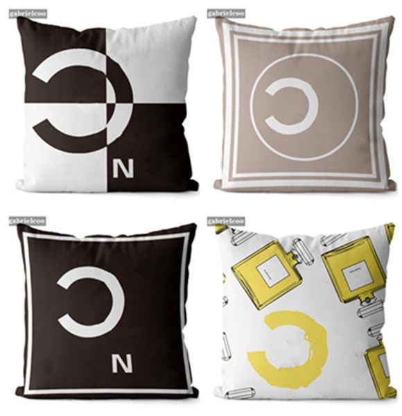 Designer Throw Pillow Black and White Throw Pillow Letter Logo Printed Home Pillow Cover Sofa Decoration Cushion 45 * 45cm Pillow Core Remov