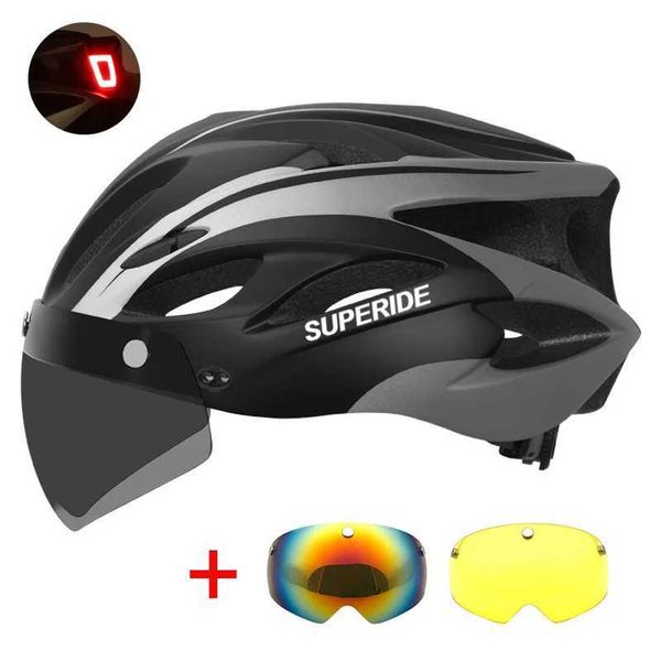 Cycling Helmets SUPERIDE Rechargeable Road Bike Helmet Men Women Cycling Helmet with Visor Rearlight Sports MTB Bicycle Helmet with TT Lens