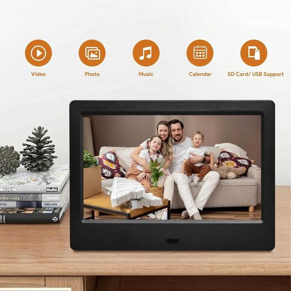 7 Inch Digital Picture Frame HD IPS Displays Photo Frames with Remote ControlUsing USB or SD to Play Photos-Videos-MusicGift T250118