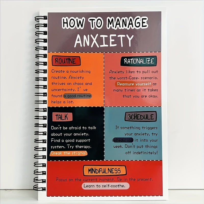 TEMU Workbook - Anxiety Relief & Journal With Mindfulness Prompts, Spiral-bound Notebook For School, Work, Or Daily Use, Self-care Journaling |