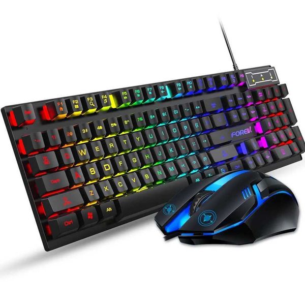 Keyboards FVQ305s Gaming Wired Keyboard And Mouse Combo Computer Usb Rgb Backlight For Pc Desktop Led Rainbow Light S2410261