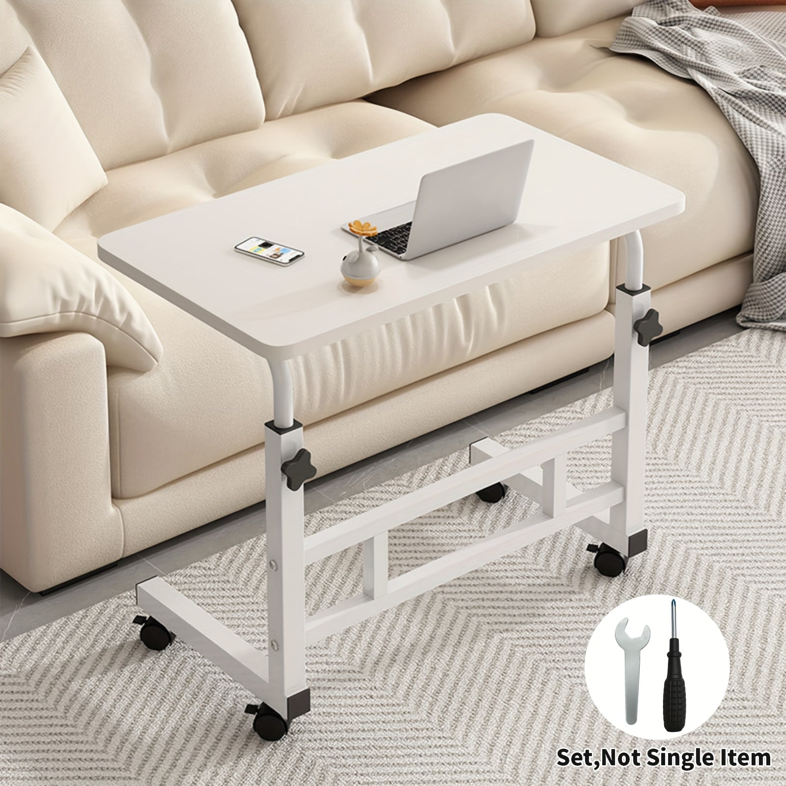 TEMU 40*80cm Adjustable Height Standing Desk, Mobile Computer Table With Wheels, 26.4"-34.7" Height Range, Spacious And Stable Study Desk, Suitable