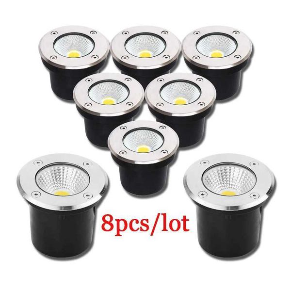 8 pcs Waterproof LED Underground Light 3W 5W 7W 10W 12W Outdoor Ground Garden Path Floor Buried Yard Spot Landscape 110V220V 12V CL240813