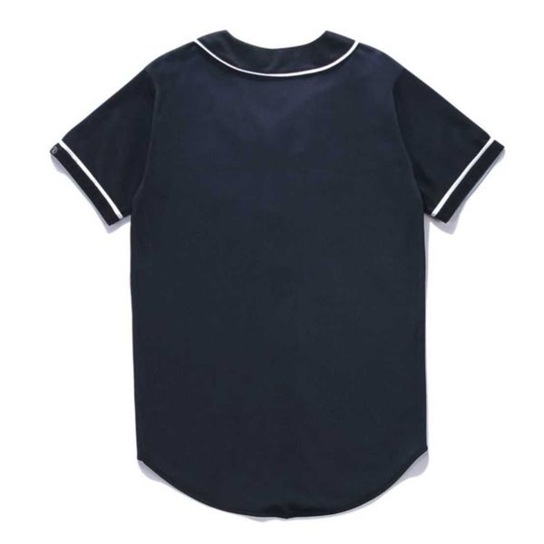 Baseball Jersey Men Stripe Short Sleeve Street Shirts Black White Sport Shirt XAB2002