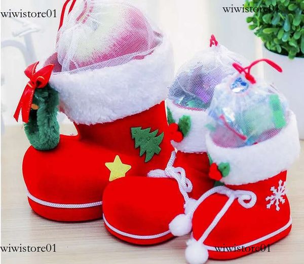 Christmas Gift Bag Elf Spirit Candy Boot Shoes Stocking Holders XMAS Party Decoration Drawstring Filler Bags Pen Holder Holiday Favor S M L