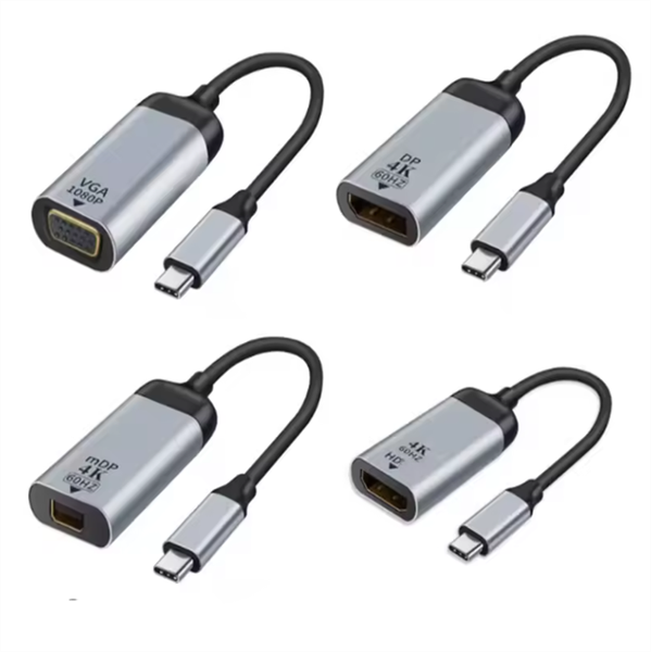 USB C Video Converter Thunderbolt3 Type-C To 1080P VGA 4K 60Hz HDTV-Mini DP-DP RJ45 Adapter Cable for Macbook Laptops PC