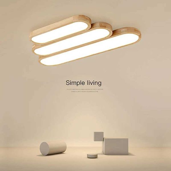 New Real Wooden Minimalist Ceiling Lights Decorative Solid Wood Lamps Acrylic Panels For Living Room Bedroom Corridor Lighting Z250120