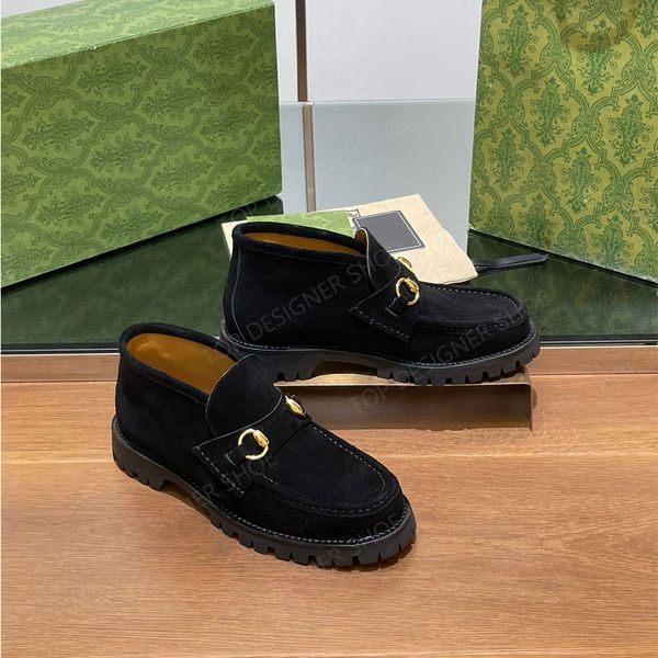 top High quality Metal buckle Suede High top loafers Platform Casual dress shoes slip on shoe Luxury designer shoes holiday shoes Walking sh