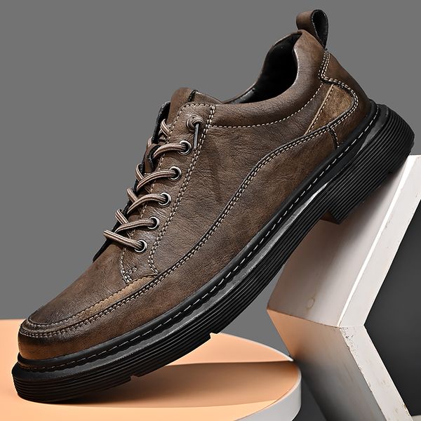 Genuine Classic Leather Business Fashion Casual Office Banquet Dress Men&#039;s Outdoor Retro Hiking Shoes dae3