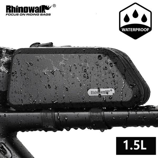 Rhinowalk Bicycle Top Tube Bag 1.5L Waterproof TPU Bike Frame Front Pack Portable MTB Road Cycling Bag Case Bicycle Accessories 241212