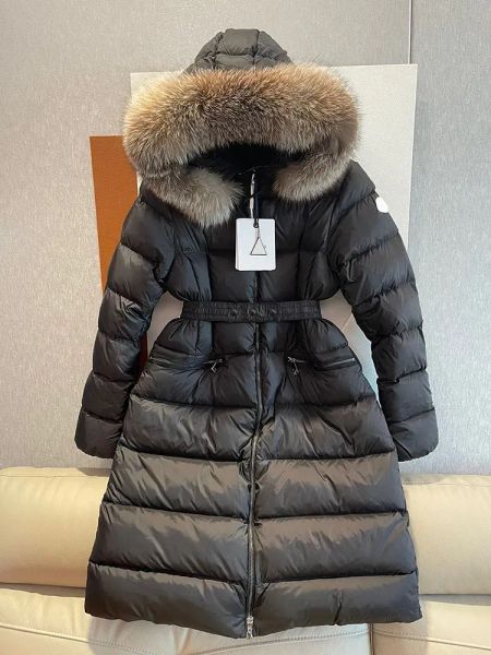 Puff Jacket Women Down Jacket Winter Jackets Coats Real raccoon hair collar winter warm Fashion Parkas With Belt Lady cotton Coat Outerwear