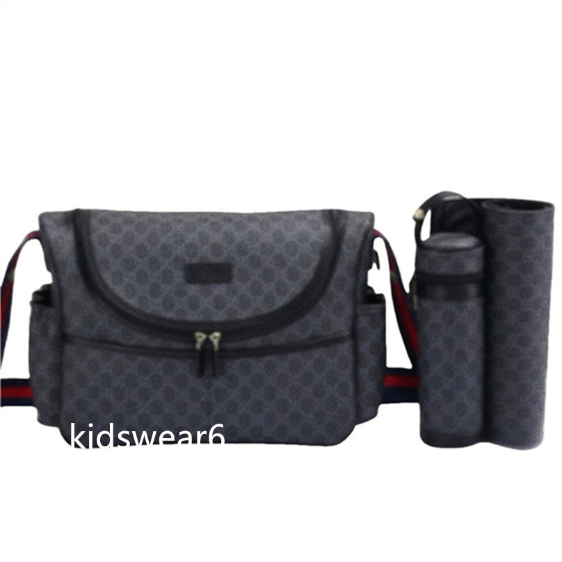 Designer diaper Waterproof Mom Bag 3 set Diaper bag Baby Zipper Brown plaid print a58