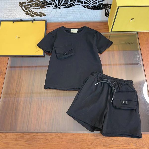 Kids Designer Clothes Girl Infantis Boy Clothing Sets Summer Newborn Baby Chlidren Sport Black T-Shirts Suits 2 Styles
