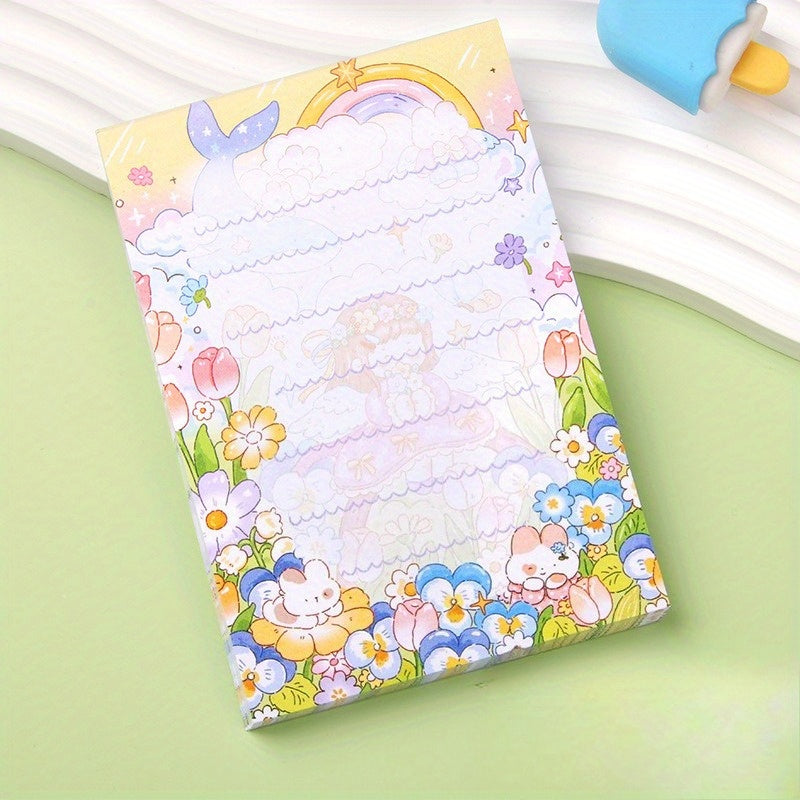 TEMU Pack Of 50 Sticky Notes, 4 Styles From – 2.95" X 4", 33-inch Thick Paper, Home Office & School Bulletin Boards, Cute Notebook Design, Colorful