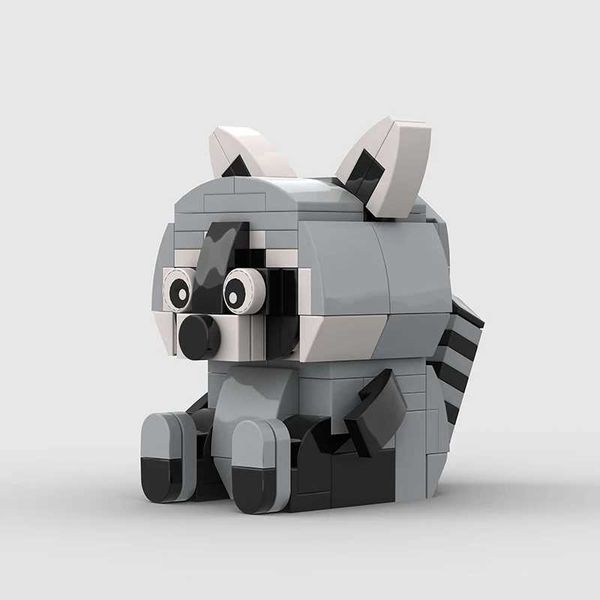 Moc Blocos de construção de raccoon de animais fofos Conjunto DIY Blocos educacionais Araiguma Modelo Kids Toys Presentes de Natal Garotos m