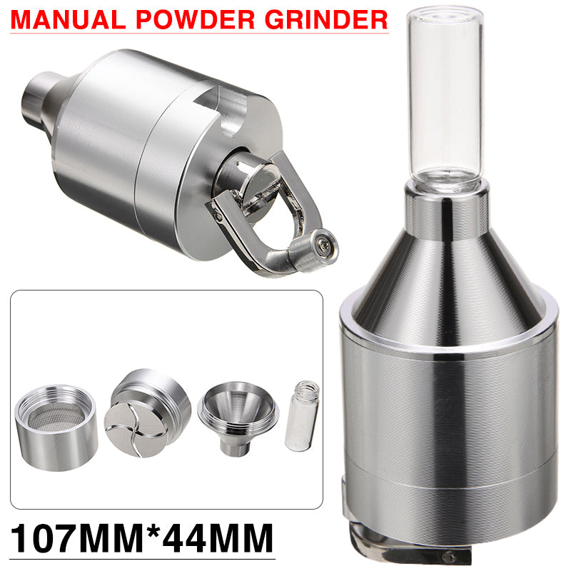 Mills 1pc Metal Powder Grinder Hand Herb Spice Grinder Mill Funnel Food Grinder Container Kitchen Tools With Container Kitchen Tools 230724