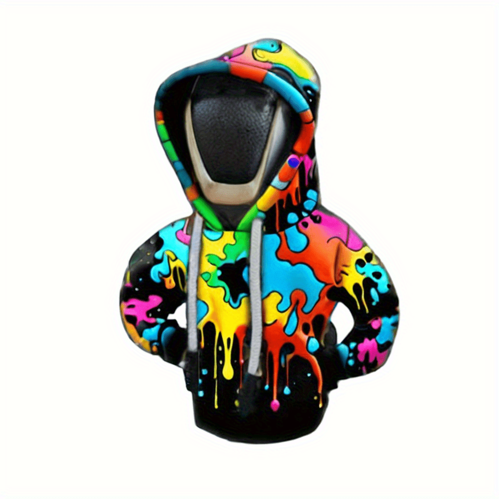 TEMU 1pc Vibrant Hoodie-inspired Car Gear Shift Cover- Colorful , Polyester, Dustproof- Perfect Auto Accessory& Unique Gift For , Vehicle