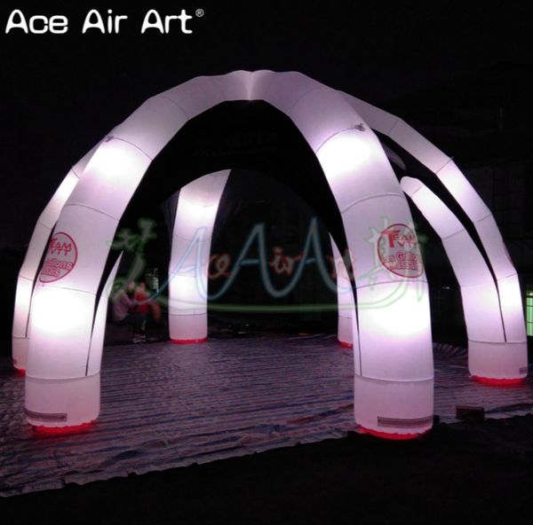 6m Diameter Black Half Covered Dome Inflatable 6 Legs Spider Inset Cloth Tent With Lights For Party Events on Sale