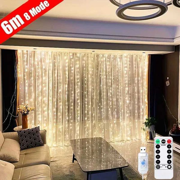 USB string lights holiday wedding fairy lights garden lights for bedrooms 3-4-6M remote control curtains LED Christmas decorations Y240927