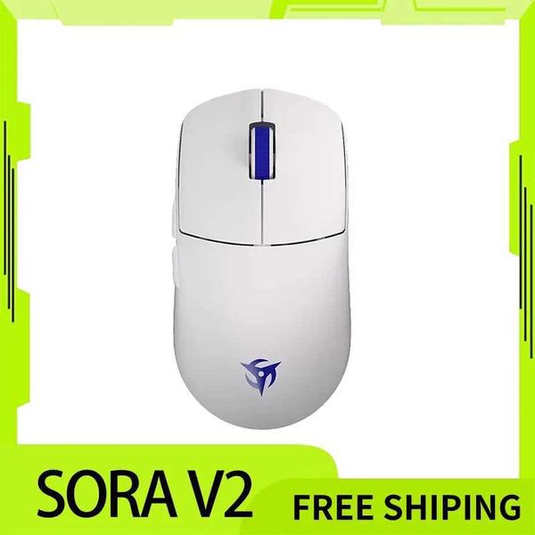 Mice Ninjutso Sora V2 Wireless Mouse Dual Mode Lightweight Paw3395 8k Return Gaming Mouse E-Sports Pc Gamer Accessories Mice ManL4730