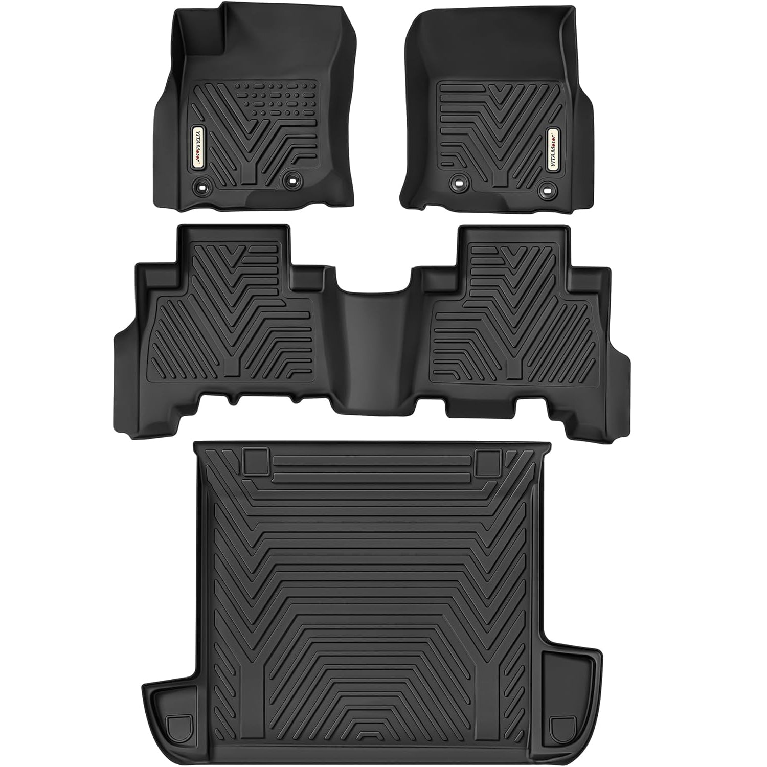 Custom Fit All-Weather Floor Mats & Cargo Liner Set for 2024 Toyota 4Runner (2013-2024, 5 Passenger Model w-o Sliding Rear Tray), TPE, Black