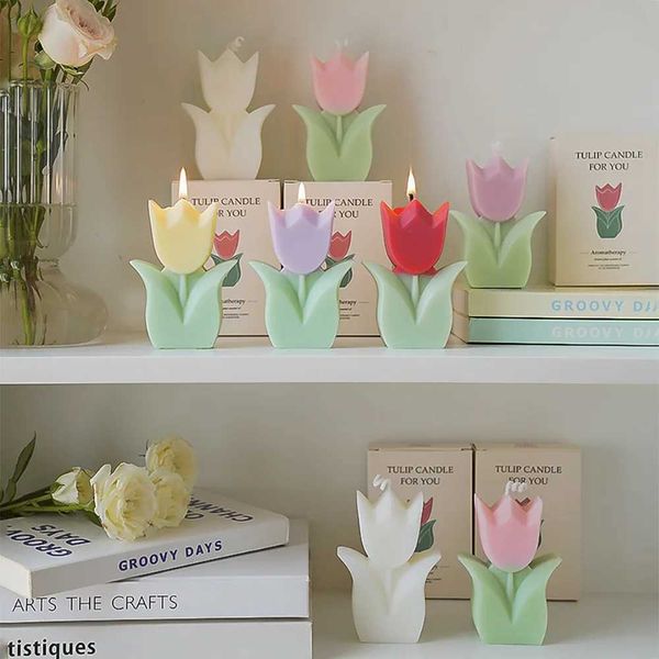 Candles Creative wedding guest gift candles tulip flower aromatherapy candle aesthetic room decor aromatic candles girl birthday gifts L2409