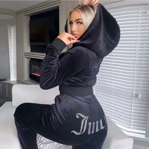 2024 Veet Outfit Tracksuit Juicy Long Sleeve Autumn Sporting Wear Slim Casual Women Tracksuits Hooded Collar Jogging Sportswear Suit Size S-