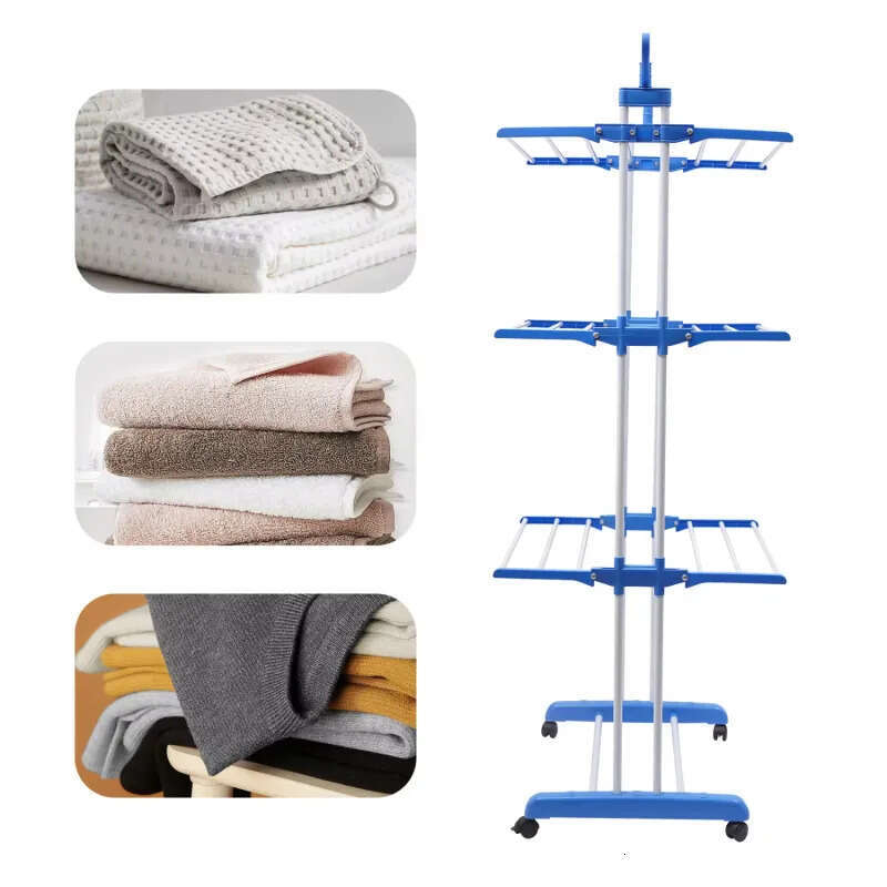 Rail Drying 4-Tier Folding Clothes Horses Rack Stainless Steel Laundry Garment Dryer Stand W 2 Side Wings Ings