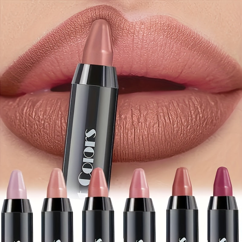 TEMU 6pcs Crayon Matte Longwear Lipstick Pack Set, Moisture Smooth Color Stick Lip Crayon For Makeup Collection - Waterproof Velvet Lipgloss Lip